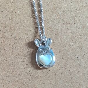 Silver Stone Dainty Heart Pendant Necklace